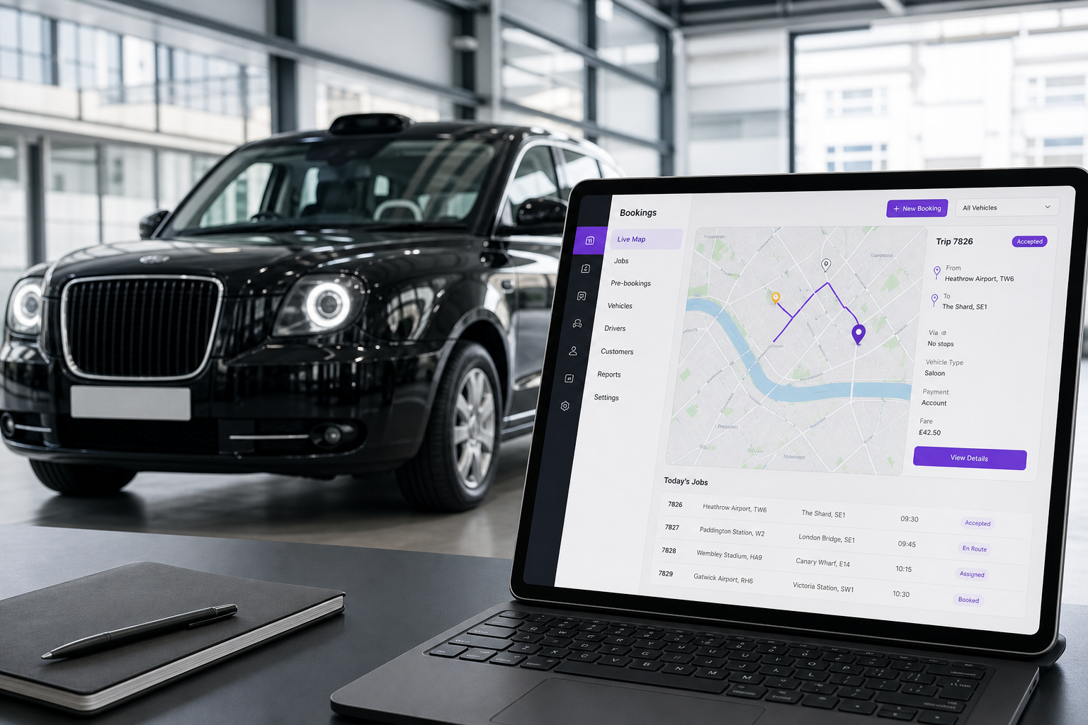 Licensed minicab operator managing bookings through the Kabcompare portal